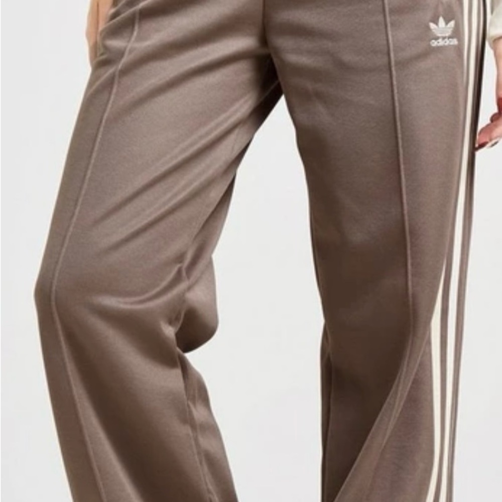 Adidas Brown Track Pants with White Stripes